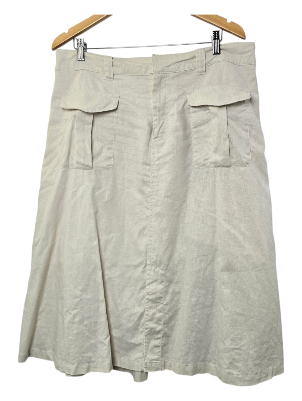 Who What Wear Light Beige Utility A-Line Skirt Size 16 | Front Slit Classic Midi